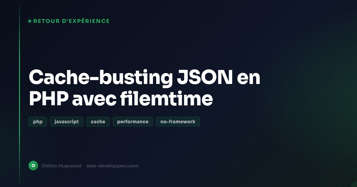 Cache-busting a JSON file in PHP: filemtime as a version number