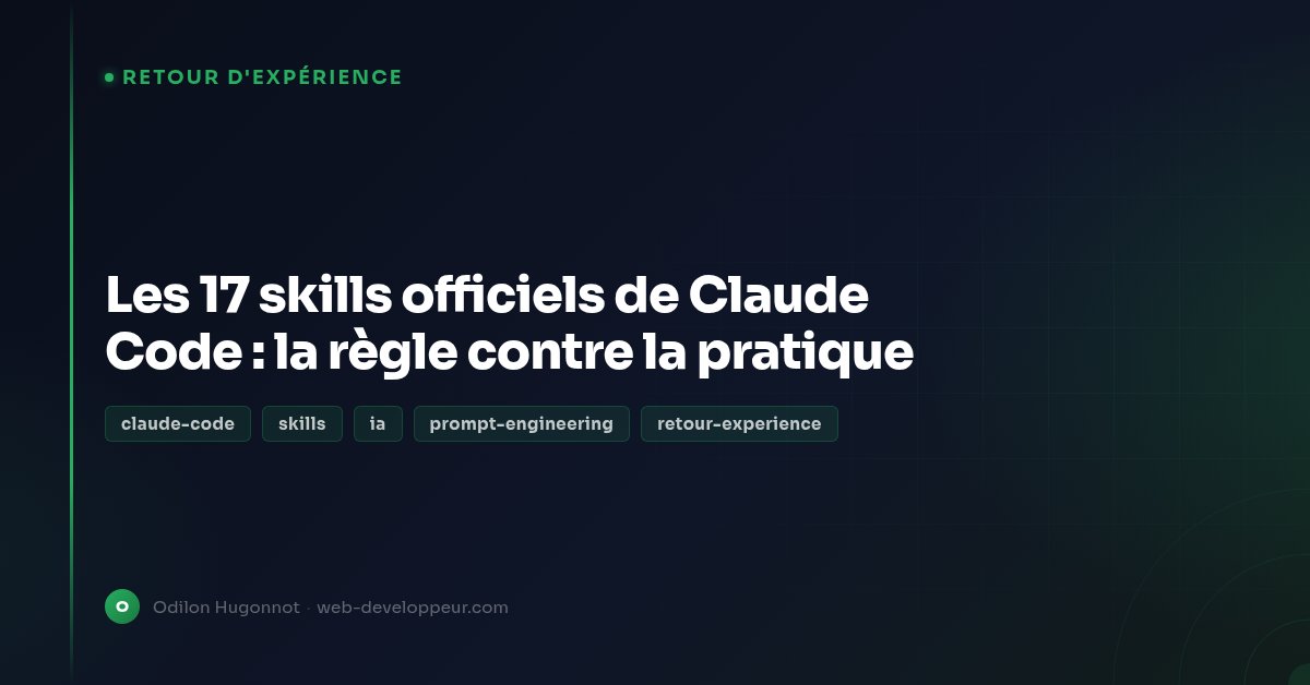 Claude Code's 17 Official Skills: the Rule vs the Practice