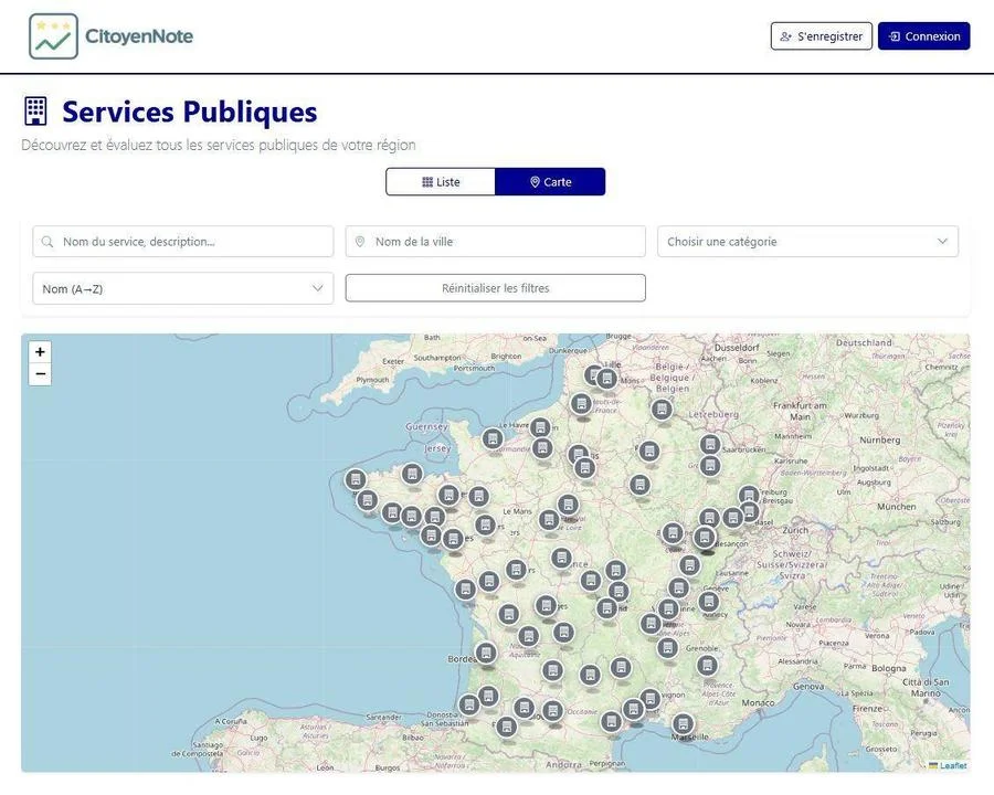 CitoyenNote - Carte des services publics en France